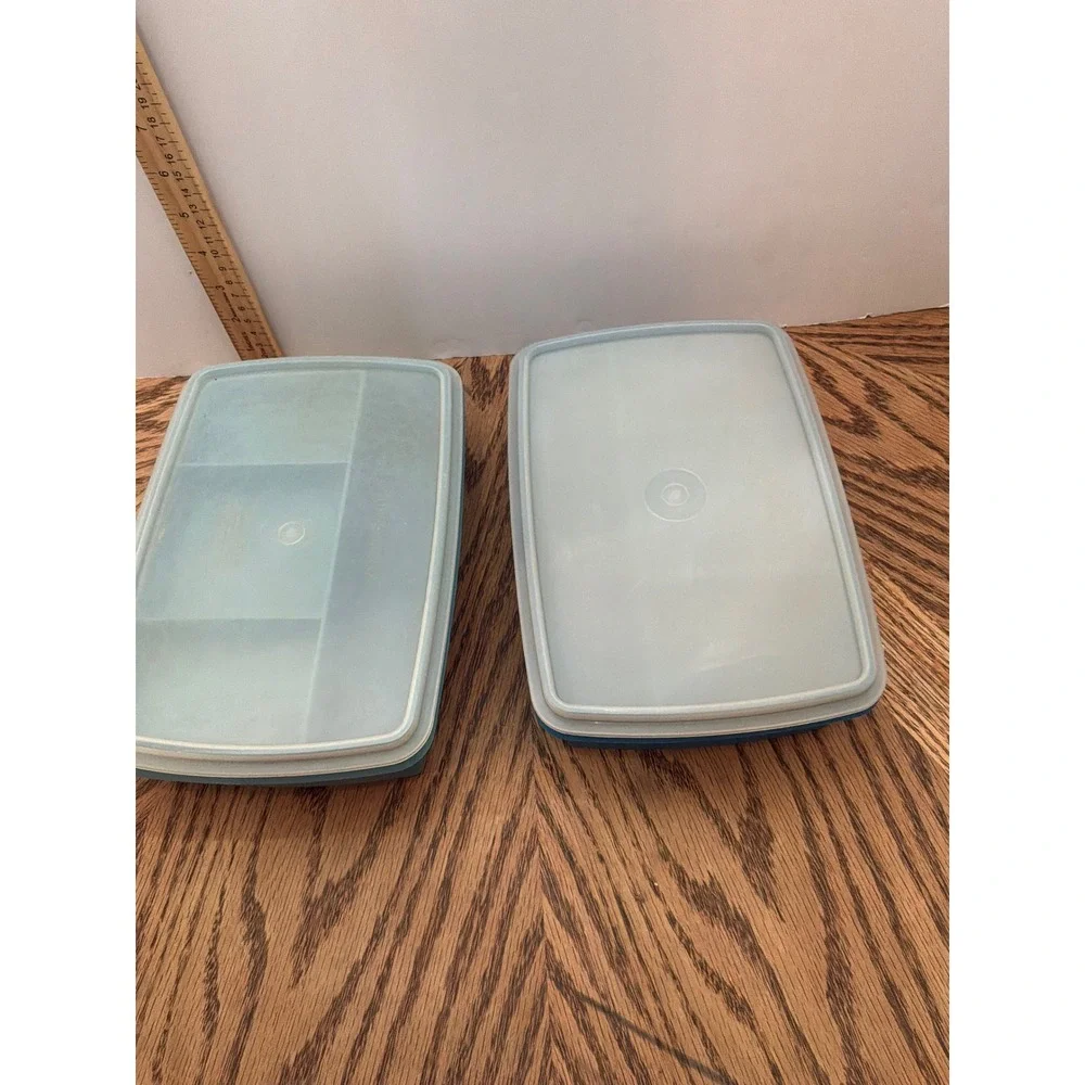 Vintage Unisex Tupperware Bento Lunch Box Set OS Blue Teal
